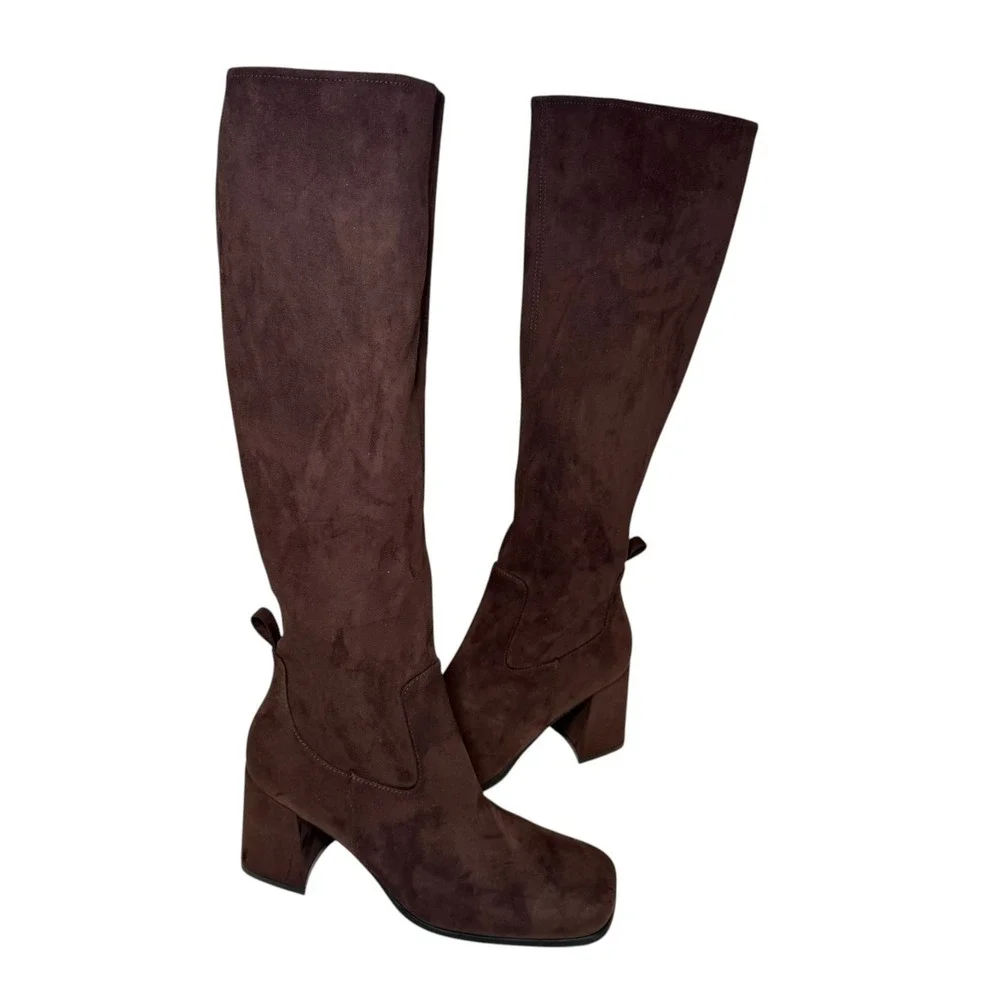 Jeffrey Cambell Hot Lava -K2 Knee-high stretch boot, Brown Faux Suede Size 8 NEW